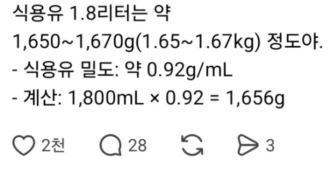 식용유 1.8L 구매하고 사기당한거 같다는 사람 · 2번째 이미지