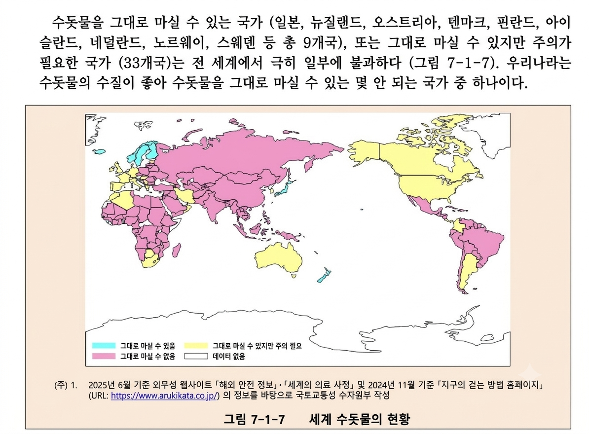 일본 외무성 발표 세계에서 수돗물 마실 수 있는 나라 · 1번째 이미지