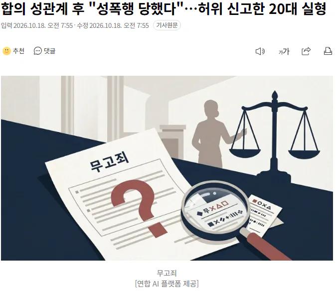합의 성관계 후 "성폭행 당했다"…허위 신고한 20대 실형 · 1번째 이미지