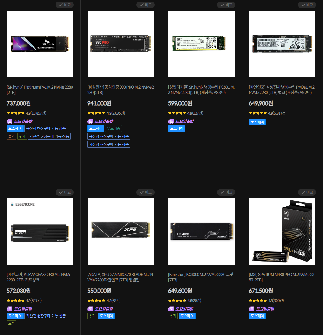그래픽카드보다 더 살벌한 SSD 근황