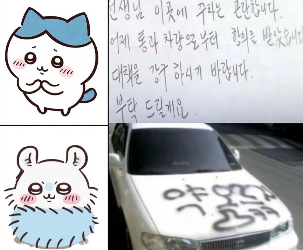 주차를 ㅈ같이 한 차를 본 치이카와들 · 2번째 이미지