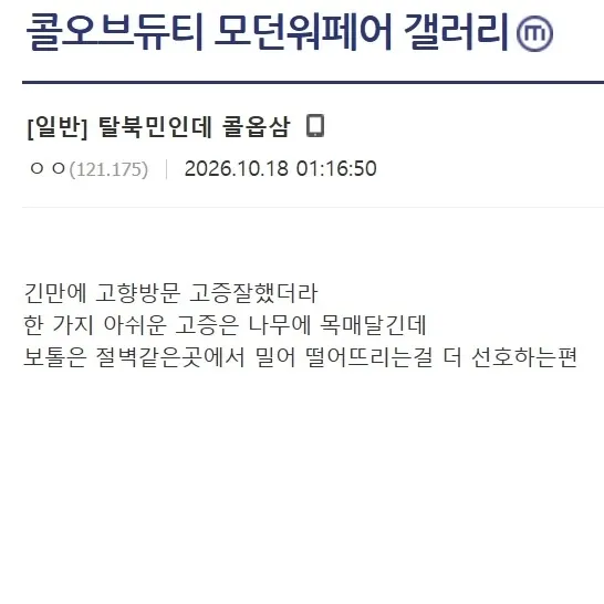 탈북민인데 콜옵 샀음