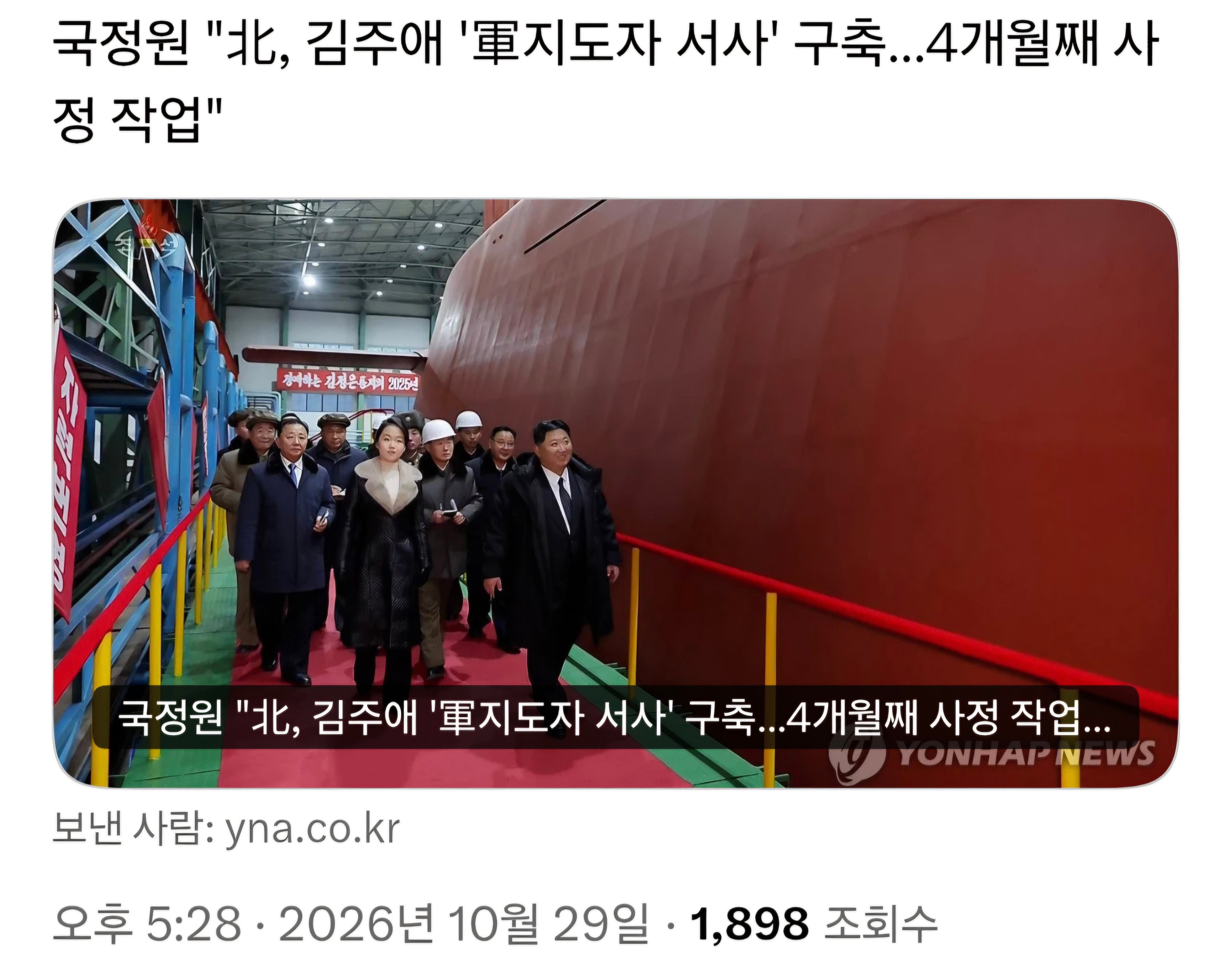 [속보] 김주애 4개월째 사정 작업 · 1번째 이미지