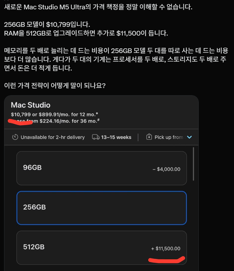 ??? : 애플의 램 가격 정책을 이해할 수 없다. · 1번째 이미지