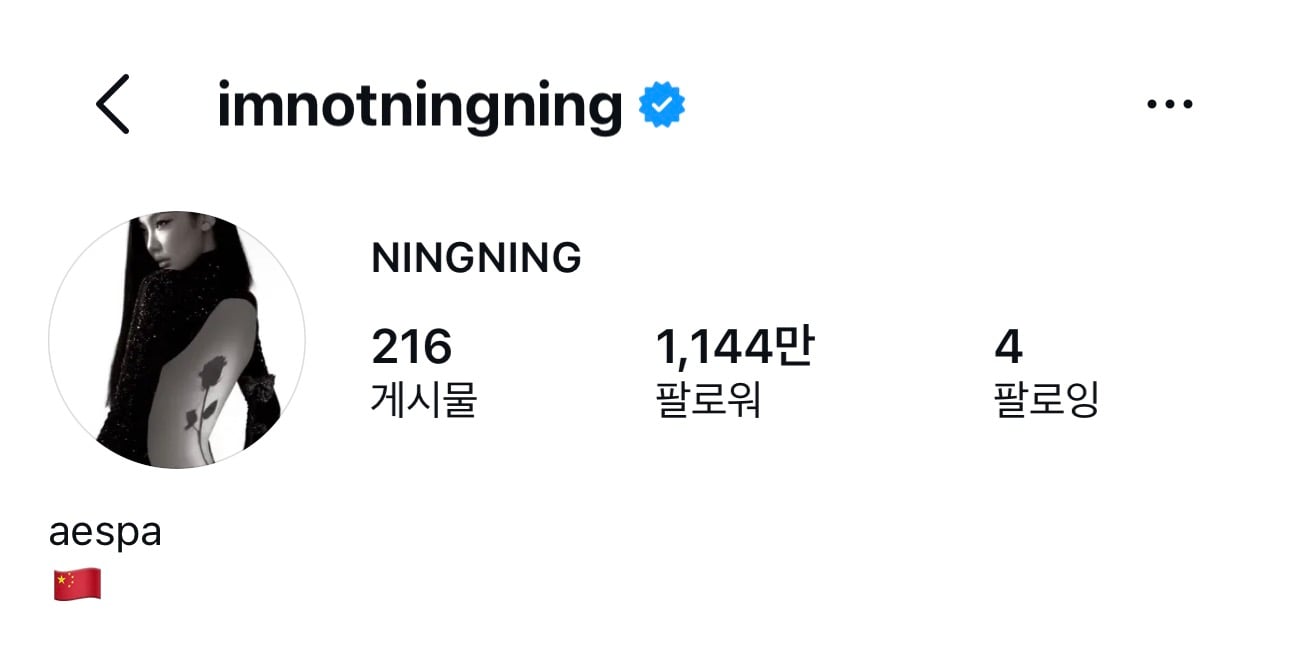 인스타 소개글에 갑자기 🇨🇳를 넣은 에스파 닝닝