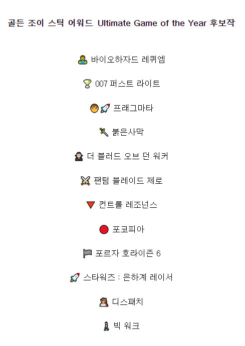 투표 시작한 골든 조이스틱 어워드 2026 GOTY 후보작 · 2번째 이미지