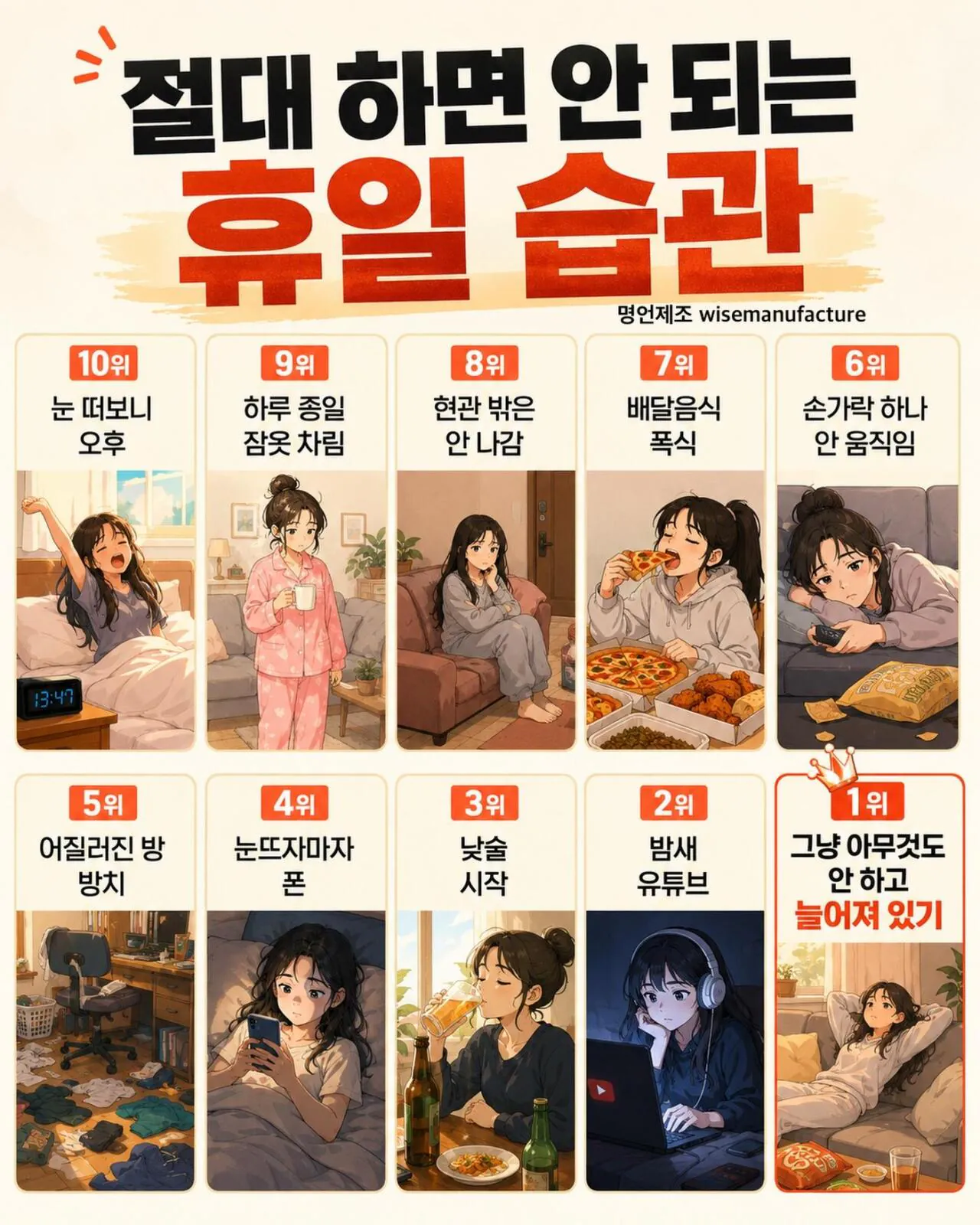 절대 하면 안 되는 휴일 습관...jpg · 1번째 이미지