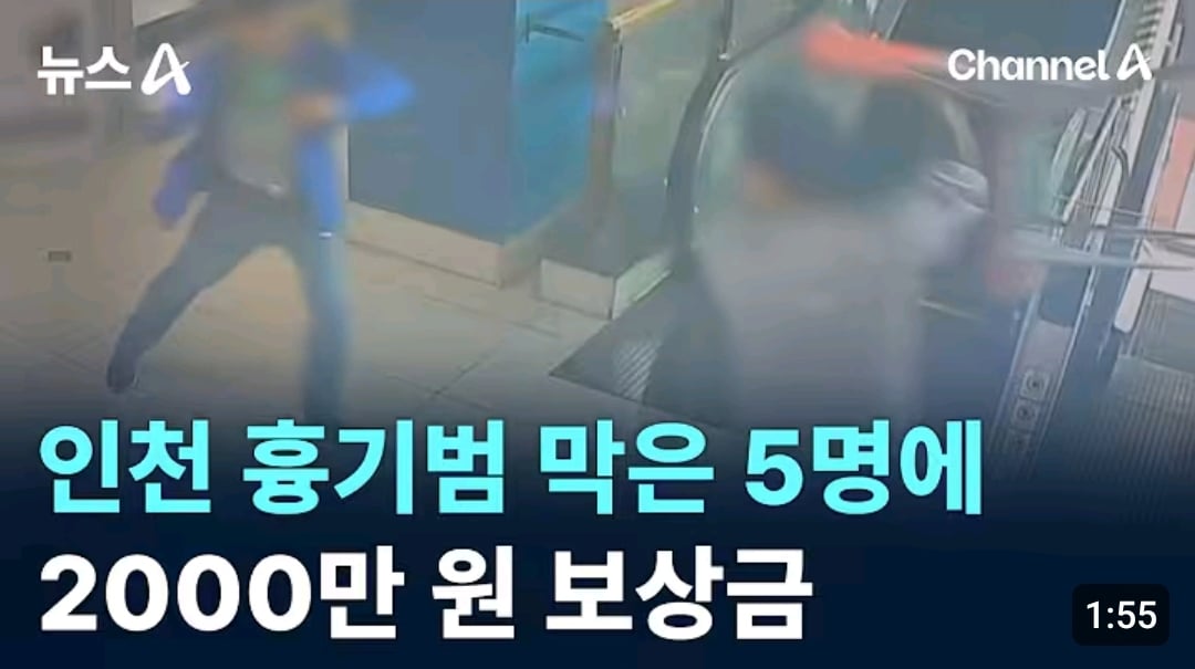 인천 흉기난동범 제압한 시민들 포상금 2000만원 지급 · 1번째 이미지