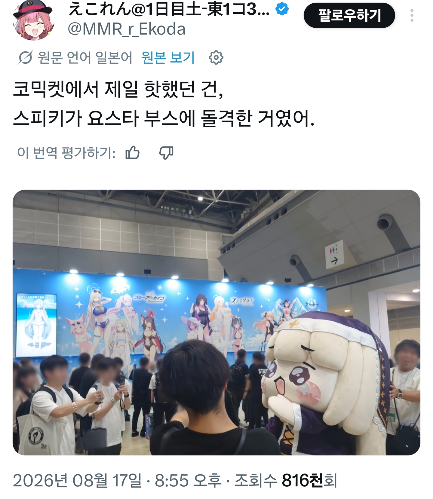 (ㅆㄷ) 스피키가 코미케 행사에서 연행되었던 이유 · 1번째 이미지