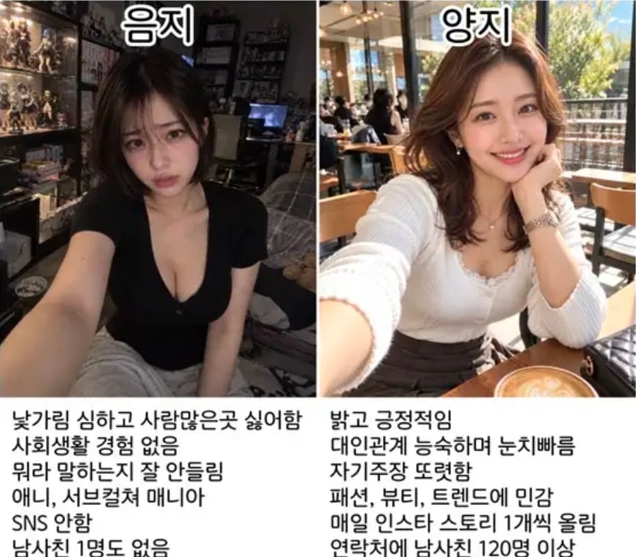 음지 와 양지의 여친 누가 더 좋음? · 1번째 이미지