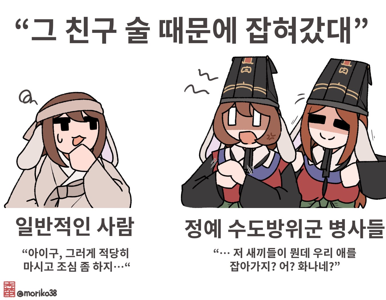 토끼조선)쟤들이 뭔데 우리 애를 체포하지? 어? 화나네?
