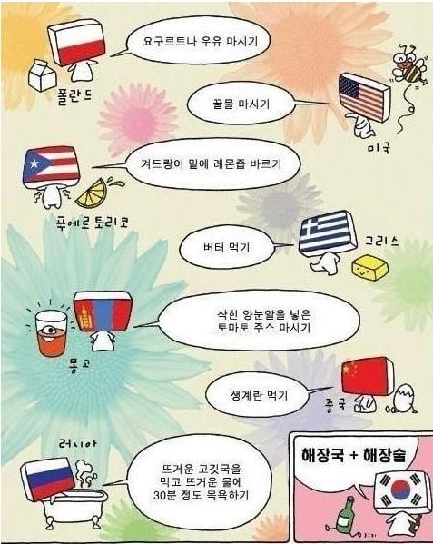 재미로 보는 국가별 해장 방법 · 1번째 이미지