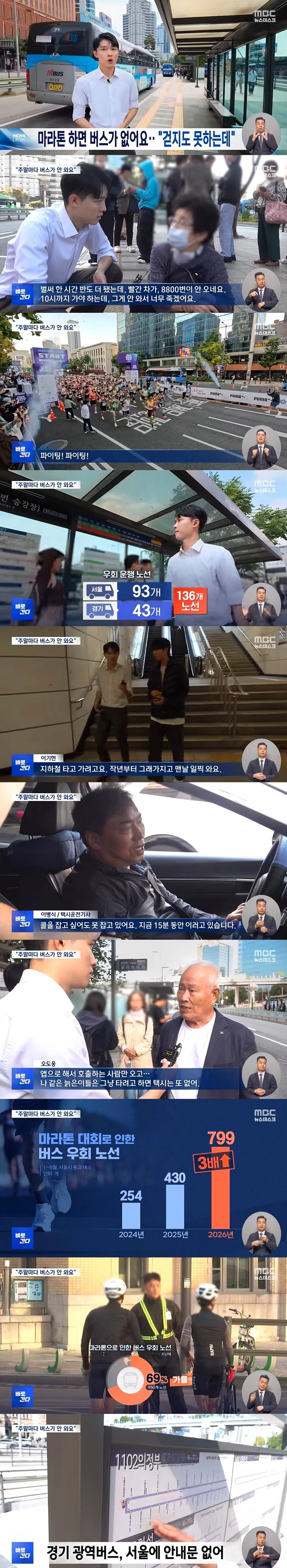 "한 시간 반째 버스가 안 와요"‥마라톤하면 버스가 안 온다 · 1번째 이미지
