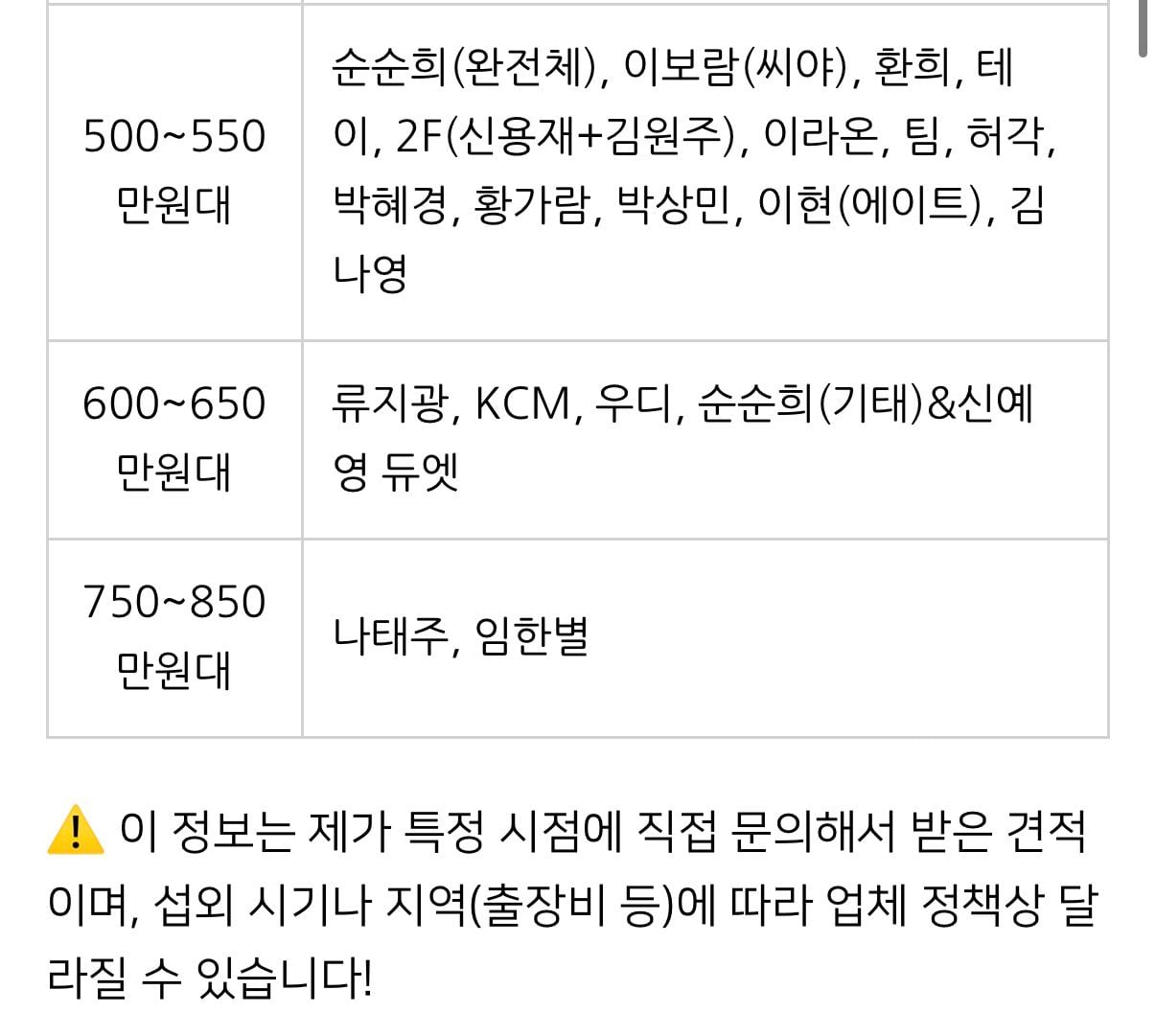 결혼식 가수 축가 비용 · 3번째 이미지